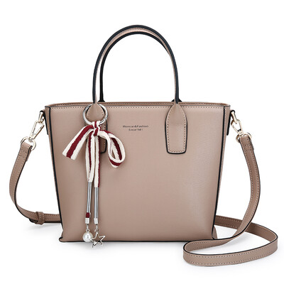 

Scarecrow MEXICAN cowhide handbag female fashion bow ornaments large capacity British wind shoulder Messenger bag female apricot