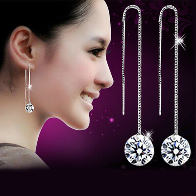 

Round CZ Diamond Drop Earrings For Women Accessories Party Lady Earrings Korea Trendy Jewelry Mothers Day Gift C38