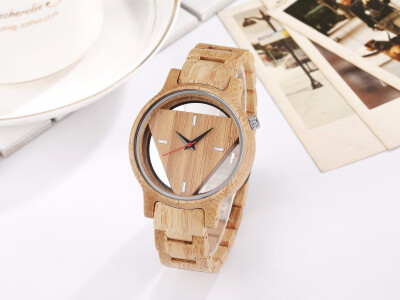 

Zebra Wooden Watch Men Full Wooden Hollow Design Man Quartz Wristwatches Simple Triangle Dial Bracelet Hand-made Wood Male Clock