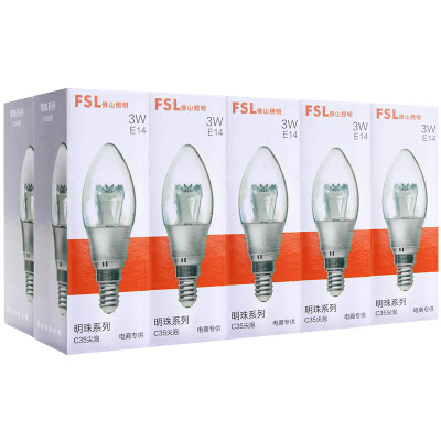 

Jingdong Supermarket] Foshan Lighting (FSL) LED tip water crystal lamp energy-saving bubble tip 3W transparent E14 day mark 6500K 10 support beads silver