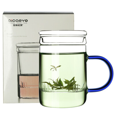 

【Jingdong Supermarket】 Tea Tea Friends Cup Glass Cup Water Cup Cup Tea Cup Tea Cup Separate Cup Office Heat-resistant Glass Tea Cup p-02 Gentleman (Blue