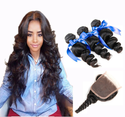

WYF Перуанские волосы Virgin Hair Loose Wave 3 100% необработанные человеческие волосы с закрытием
