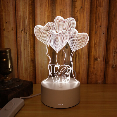 

Creative 3D table lamp than love night lamp Christmas birthday gift three-dimensional plug room bedroom bed simple modern