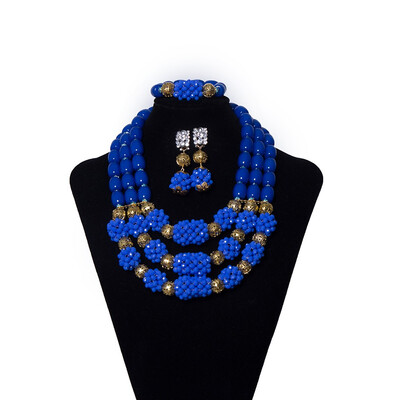 

3 Rows Orange Coral Beads African Jewelry Set Nigerian Wedding Beads Bridal Costume Jewelry African Crystal Beaded Necklace