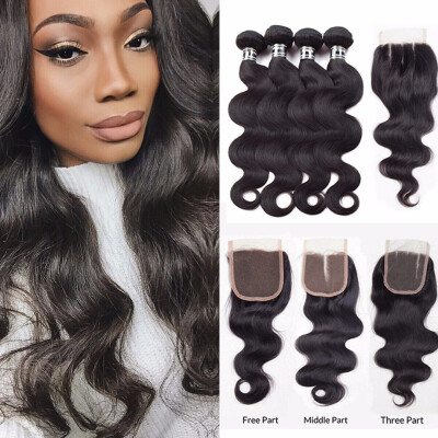 

Amazing Star Body Wave Peruvian Hair Bundles with Closure Body Wave with Closure Virgin Human Hair Bundles with Closure 4x4 Inch