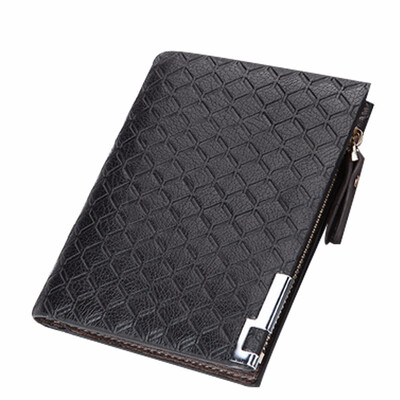 

European Leisure Men Wallet Vertical Zipper Short Leather Wallets