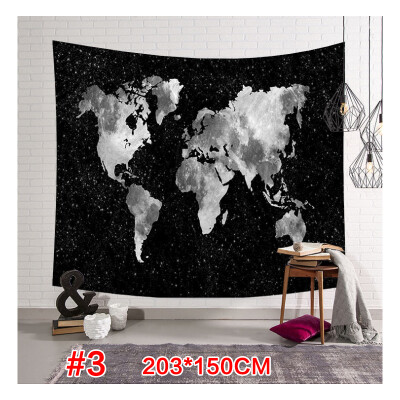 

World Map Pattern Tapestry Wall Hanging Gobelin Sandy Beach Picnic Yoga Mat for Comfortable Home Decor Artting