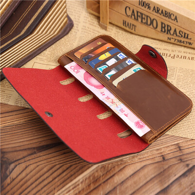 

Casual Genuine PU Leather Men Long Billfold Wallets Vintage Top Male Purse