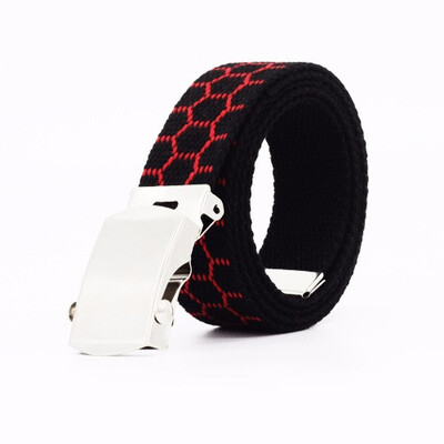 

Male And Female Teenager Fashion And Leisure Scrolling Buckle Stripe Canvas Belt