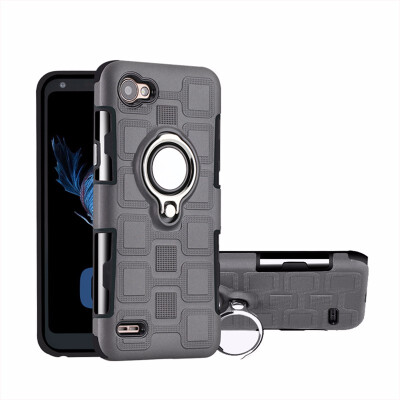 

SHS Phone Case For LG Q6Q6 PlusQ6 Mini Luxury Armor Ring Bracket Silicon TPU Lattice texture Protection