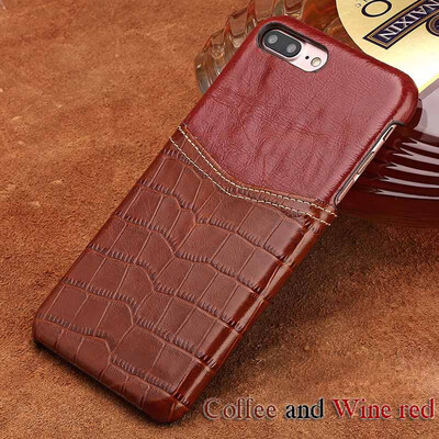 

Genuine Leather Phone Case For iPhone 6 6S Plus Case Crocodile Texture&Oil wax leather Back Cover For X 7 8 Plus Case