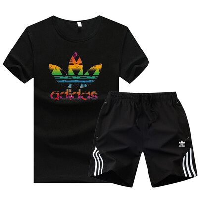

Damaizhang Brand Men Sport T-shirt With shorts Summer Mens Jogging Set Cotton Breathable Track Suit Running Clothing