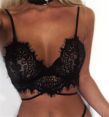 

Womens Floral Lace Push-Up Bra Removable Pads Breast Crop Top Cami Tank