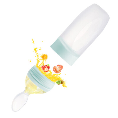

Linmy Linmy squeeze baby feeding spoon rice paste spoon bottle silicone soft spoon baby rice flour food supplement spoon blue MJYSL-810