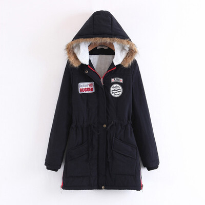 

Plus Size Thick Cotton Warm Jacket Womens Outwear Parkas Female Womens Winter Jacket Coat Fur Collar Hooded Coat