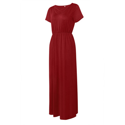 

Try Everything Long Dress Women Summer 2018 Elegant Short Sleeve Casual Dress For Women Cross V-Neck Draped Tunic Womens Dress