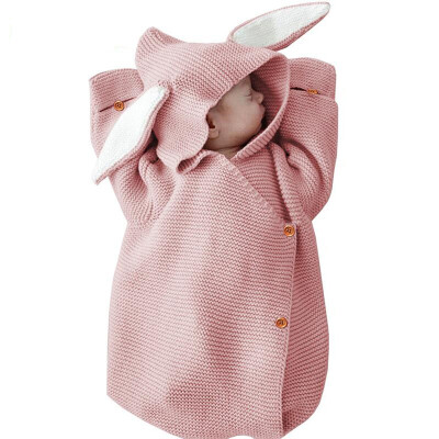 

Adorable Rabbit Baby Stroller Sleeping Bag Spring Autumn Infant Knitted Swaddle Wrap Nest Envelopes For Toddler Kid 0-1Y