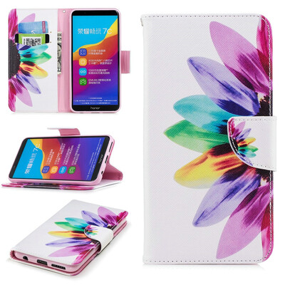

BEFOSPEY Painting PU LeatherSoft TPU Card Slot Stand Wallet Case For Huawei Honor 7C599"2018