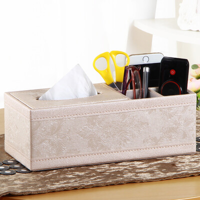 

Yapi Shi leather strip multi-purpose tissue box box carton napkins simple living room coffee table home remote control storage box paper pumping box gold embroidery