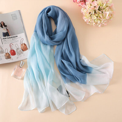 

Летние тропические полосы Guttavalli Silk Long Shawl Women Sunscreen Smooth Scarf Solid Skinny Wraps