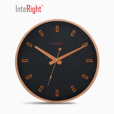 

INTERIGHT mute fashion simple quartz clock metal simple wall clock rose gold 12 inch