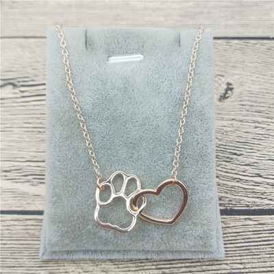 

Hollow Pet Paw Footprint Necklaces Shellhard Cute Animal Dog Cat Love Heart Pendant Necklace For Women Girls Jewelry Necklace