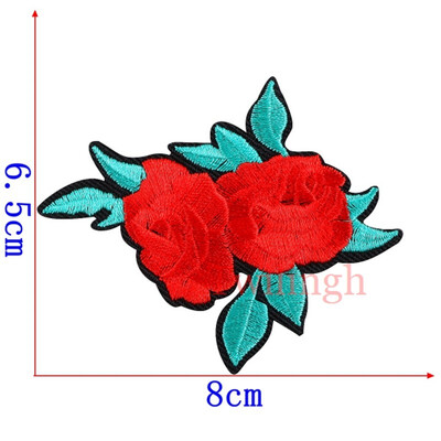 

1 Piece Big Flower Patches Iron on 3D Embroidered Sequined Patch Red Rose Applique Sew On DIY Patch Accessories Clothes Patches