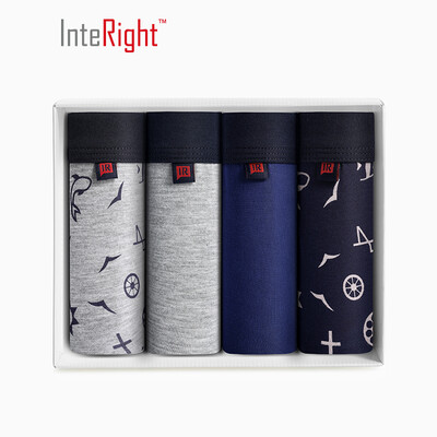 

INTERIGHT Mens Fashion Breathable Printed Corner Panties 4 Boxed Combo C  Code