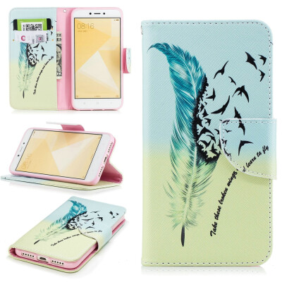 

BEFOSPEY Painting PU LeatherSoft TPU Card Slot Stand Wallet Case For Xiaomi Redmi 4X50"2017