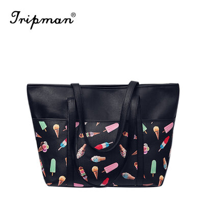 

Tripman Casual PU Leather Bags New 2016 Floral Women Handbags Printing Women Shoulder Bags Large Casual Tote Handbag