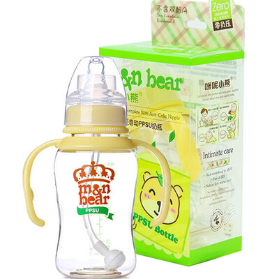 

N BEAR feeding bottle with automatic straw handle standard diameter PPSU bottle silicone nipple