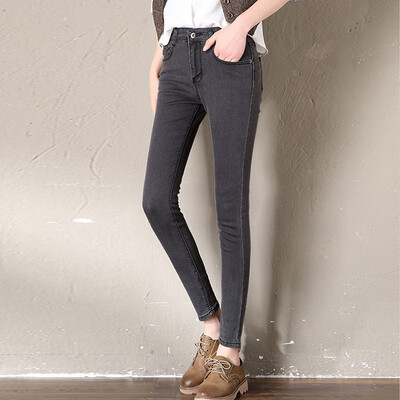 

2018 Spring Summer New Pants High Waist Stretch Leggings Ladies Casual Ankle-length Jeans Women Slim Fit