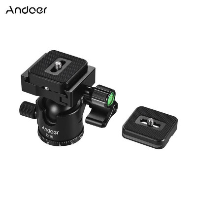 

Andoer C10 Aluminum Alloy Camera Tripod Ball Head Mini Ballhead Low Center of Gravity 1pc Spare Quick Release Plate for Canon Ni