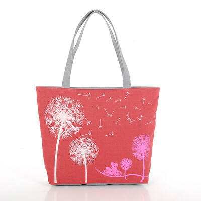 

Womens Canvas Bag Casual Female Shopping Bag Flower Print Bag