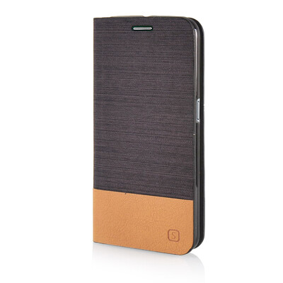 

MOONCASE Canvas Design Leather Side Flip Wallet Pouch Stand Shell Back ЧЕХОЛ ДЛЯ Samsung Galaxy S6 Edge Coffee
