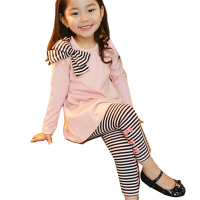 

2pcs Baby Girl Kids Bowknot T-shirt TopPants Leggings Trousers Outfit Clothing