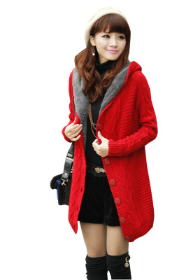 

Fashion Women winter Lady fleece Cardigan Knitwear Long Sweater Outerwear Coat