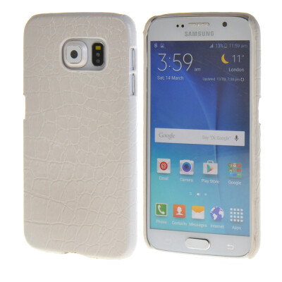 

MOONCASE Crocodile Skin Style Hard Rubberized Rubber Coating Devise Back Case Cover for Samsung Galaxy S6 White