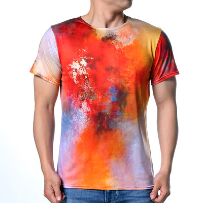 

Fashion Mens O-neck Gradient Print Pullover T-Shirts