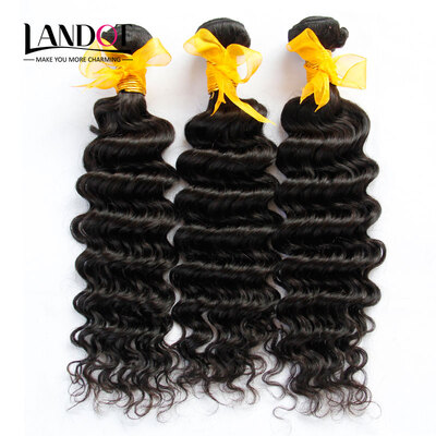 

8A Malaysian Deep Wave Virgin Hair 100 Human Hair Weave 3 Bundles Lot Malaysian Deep Curly Remy Hair Extensions Natural Black 1B