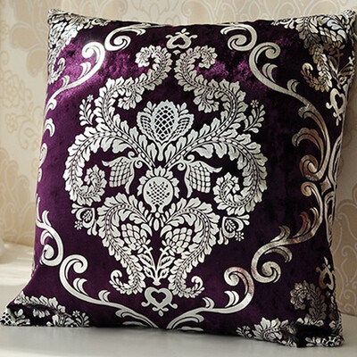 

5050CM Purple Silver Embroidery Customized Pillow Case Wedding Room Sofa Chair Bedding Hotel Decorative Cushion Cover Pillowslip