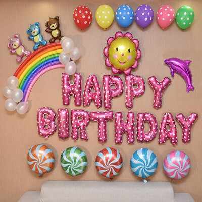 

Jiamo birthday balloon aluminum film decoration set balloon baby birthday children birthday party arrangement supplies balloon decorations pink cake
