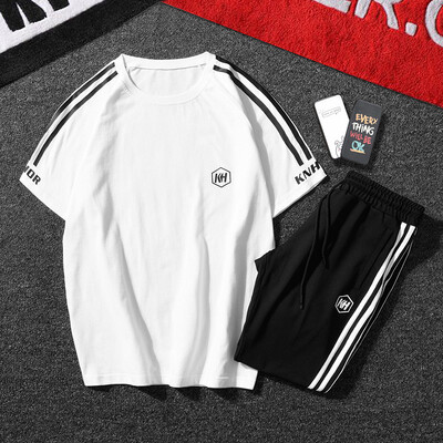 

Short sleeve leisure suit men 2018 short sleeve T-shirt men&39s new summer men&39s Korean version of the trendy Hong Kong style sports