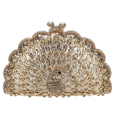 

Fawziya Peacock Purse Evening Bag Metallic Animal Shape Clutch Cute Clutches
