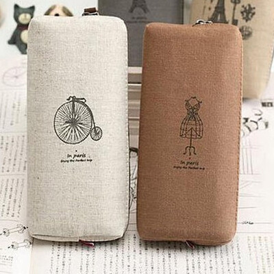 

Shouyou zakka retro Paris pen bag cotton linen storage bag JD-SN-65 dark coffee color
