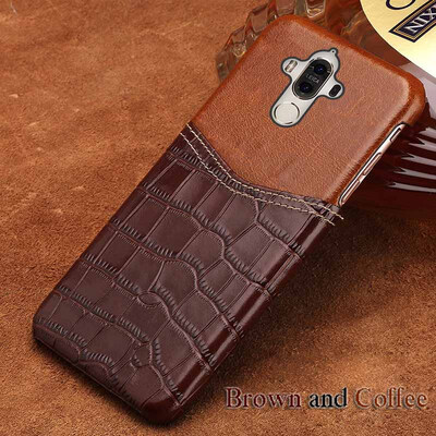 

Genuine Leather Phone Case For HUAWEI Mate 9 Case Crocodile Texture & Oil wax leather Back Cover For P9 P10 Plus Case