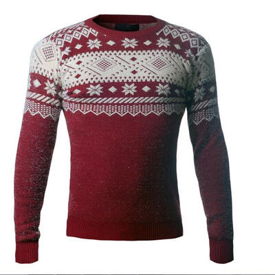 

Zogaa New Men's Sweaters National Pattern Round Collar