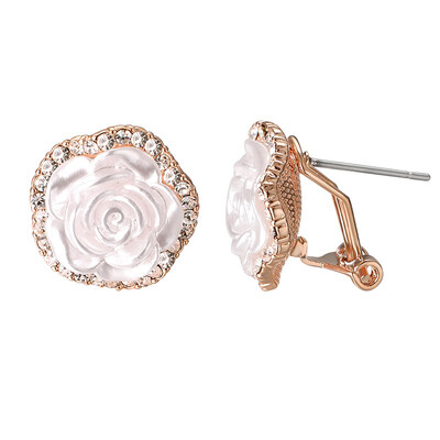 

Yoursfs clip earrings for women black rose flower gold plated earring enamel