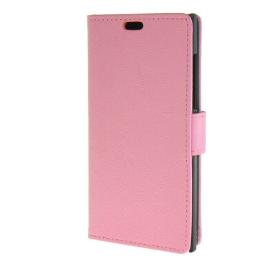 

MOONCASE Vivid colors Leather Wallet Card Slot Bracket Back Case Cover for BlackBerry Leap pink