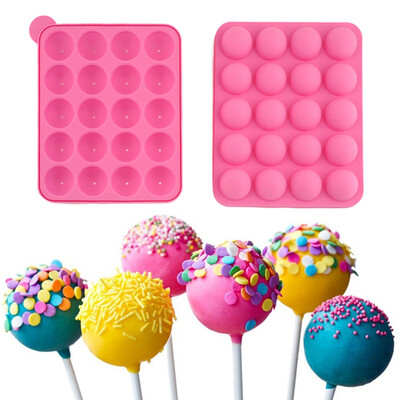 

mymei Cake Cookie Chocolate Silica Gel Lollipop Pop Mold Mould Round Pink Tray